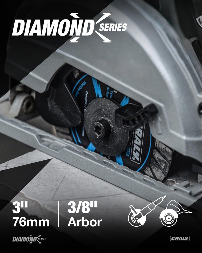 CRALY 3 Inch Super Thin Turbo Diamond Blade, 3/8 in Arbor, 3'' Diamond Stone Blade for Angle Grinder & Circular Saw, Diamond Cutting Wheel for Cutting Granite, Concrete, Brick, Marble, Masonry, 2PC - Image 2